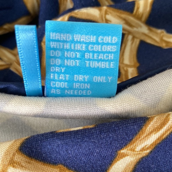 J. McLaughlin Navy Blue & Tan Bamboo Trellis Pencil Skirt - 2 - Picture 10 of 11